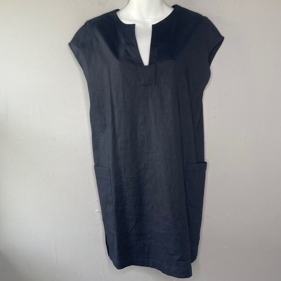 THEORY Linen Blend Shift Dress Womens Size 0 Blue Timeless Capsule Minimalist - Picture 2 of 9